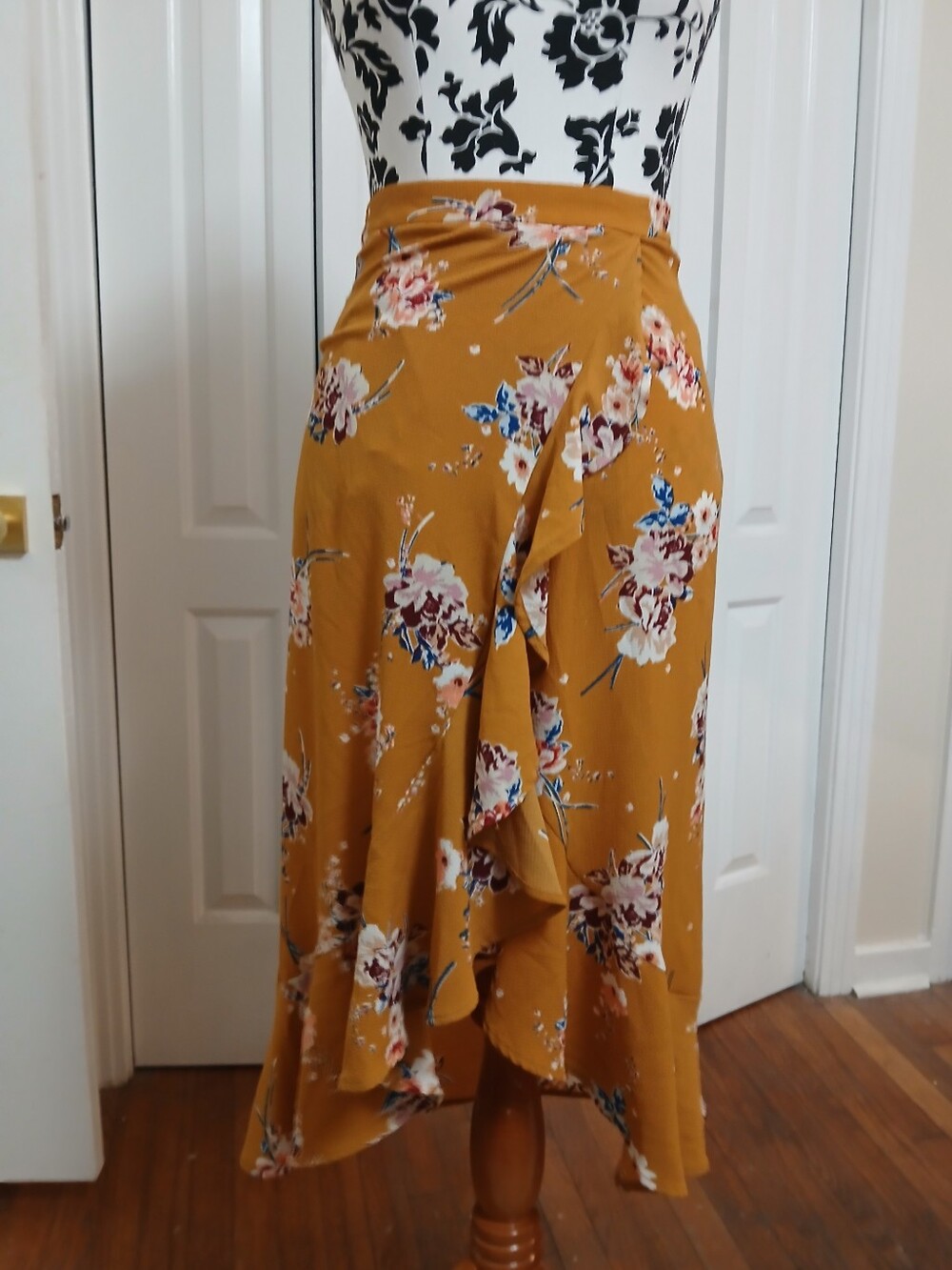 iris Mustard Floral Ruffle Midi Skirt - Picture 10 of 10